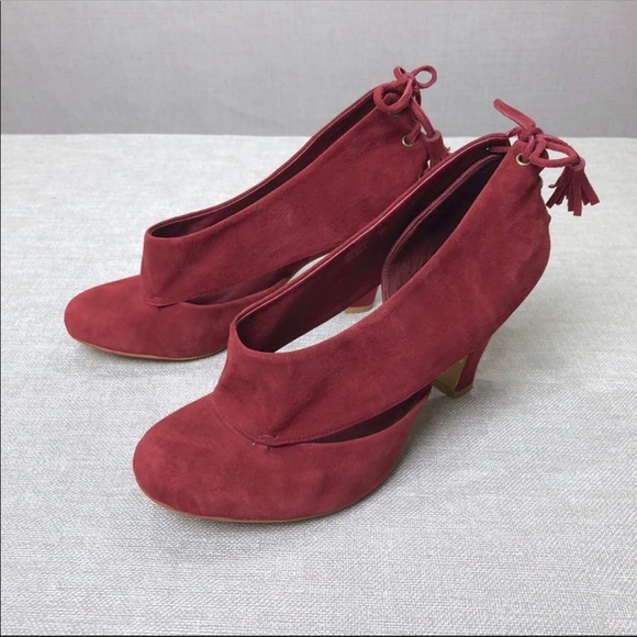 JEFFREY CAMPBELL Mabel Red Suede Booties 10 - Picture 3 of 7